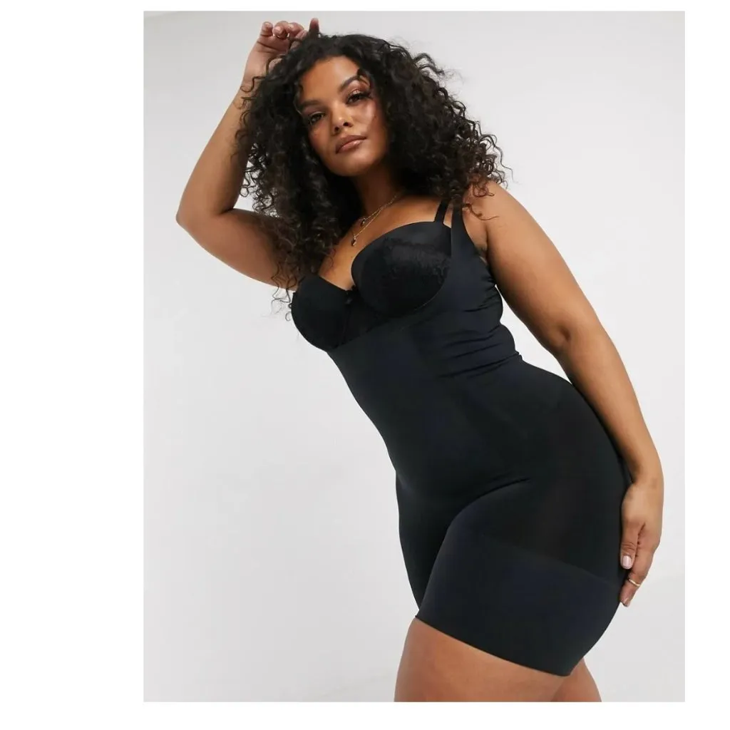 NWT Spanx Oncore Mid-thigh Bodysuit Very Black SZ-2X - Image 2