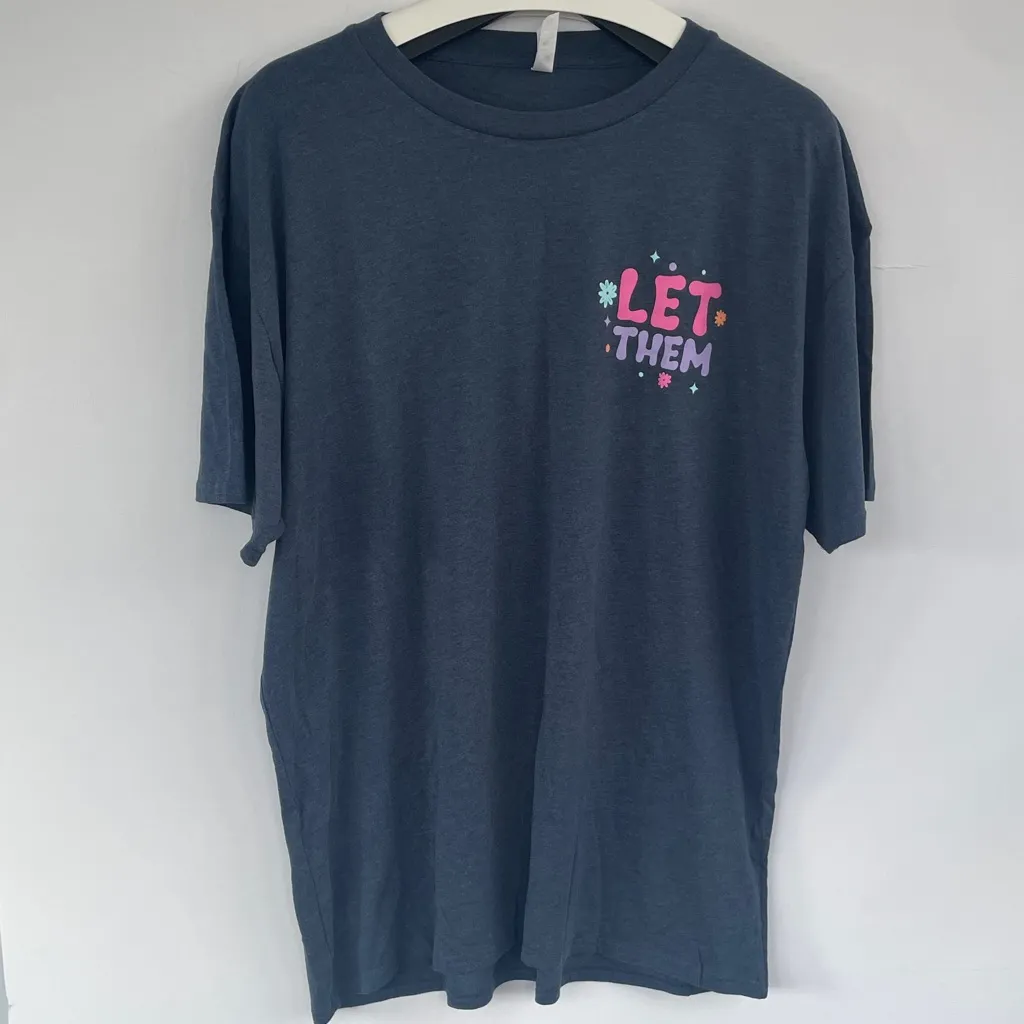 Let Them by Love in Faith Blue Short Sleeve Tee with Inspirational Graphic XL - Image 2