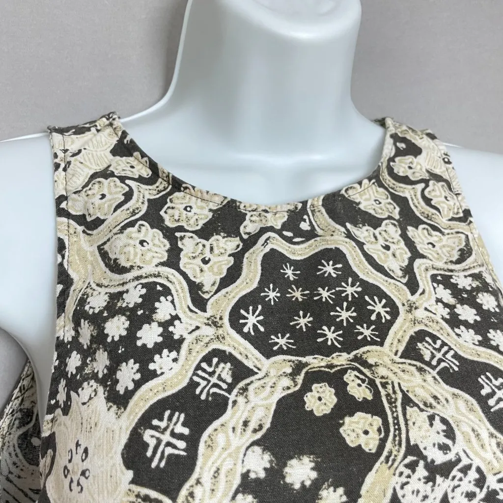 Free People Bare It All Tank Cross Back Sz XS Women Bow Brown Cream Linen Cotton - Image 12