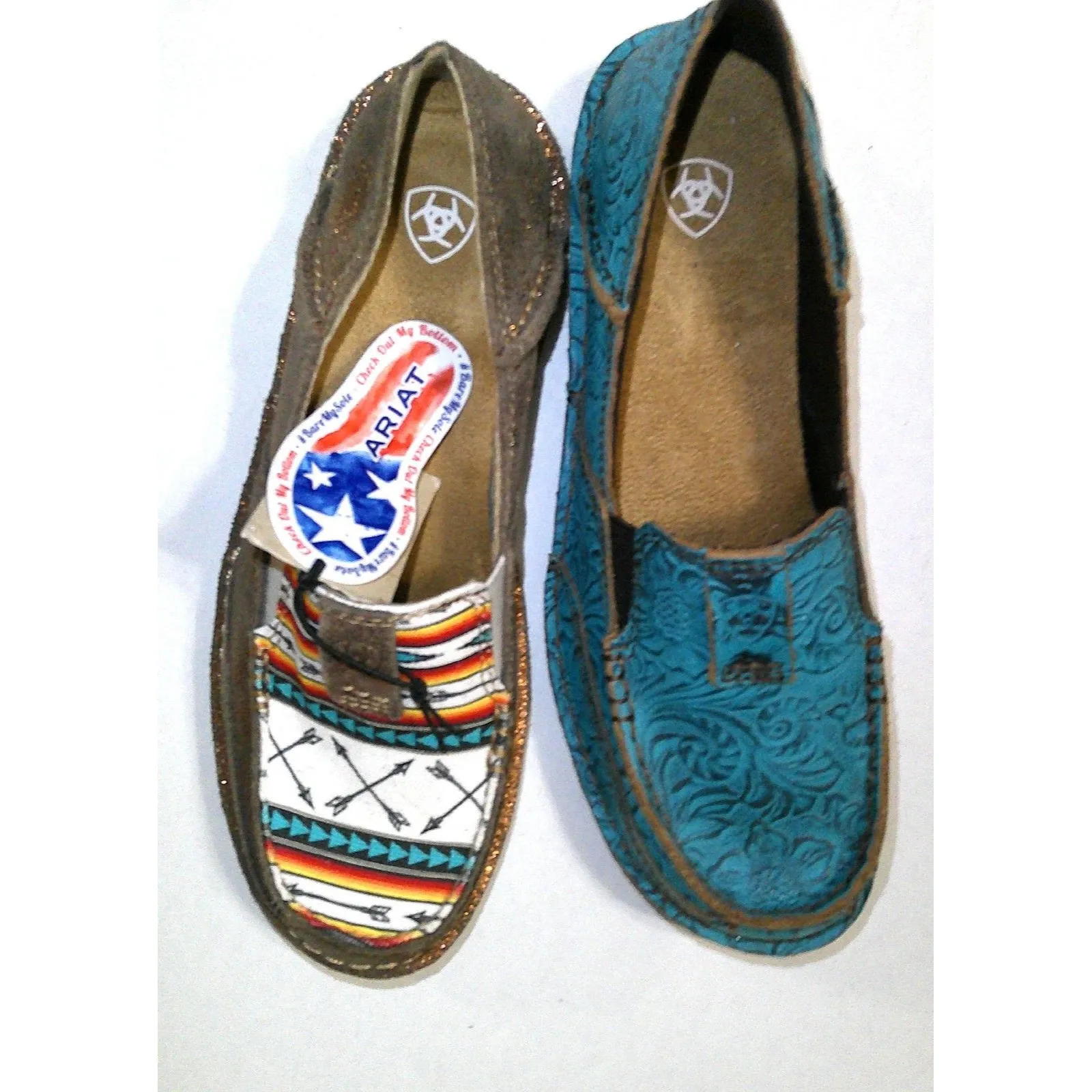 New NWT Bundle Ariat Cruiser Loafer Shoes 6.5 Womens Turquoise Rose Gold Leather - Image 5