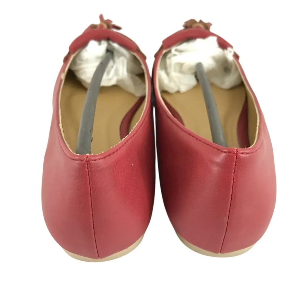 Ollio Womens Ballet Flats Tassel Fringe Faux Leather Slip On Red Pointed Toe 6 - Image 3