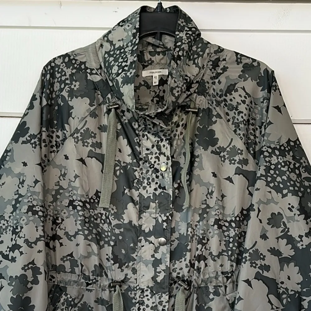 Maurices Green Mix Camo Cinch Waist Windbreaker Jacket NEW Size Medium - Image 3