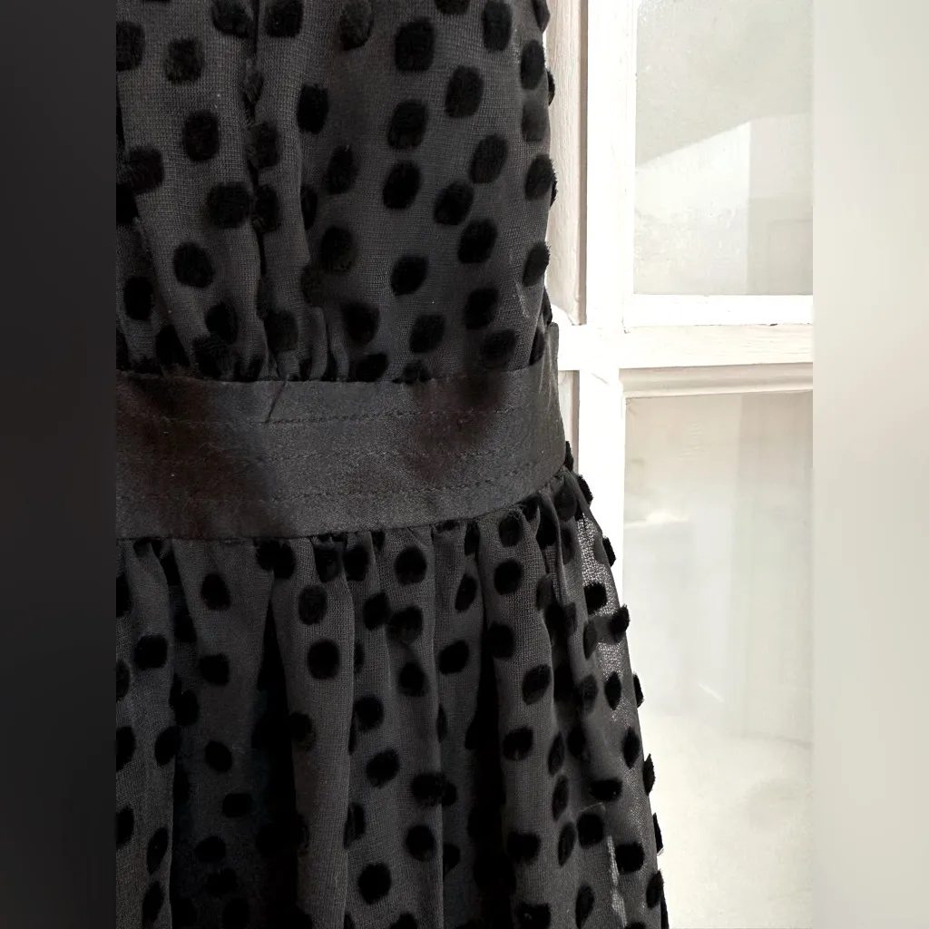 Vintage Y2K Betsey Johnson 90s Hollywood Glam Velvet Polka Dot Silk Dress Size 2 - Image 7