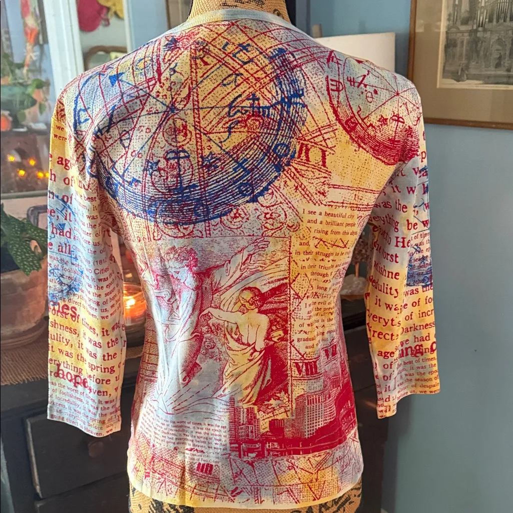 Glima Y2K Red and Yellow A Tale of Two Cities Print Graphic Women’s Top Size L - Image 13