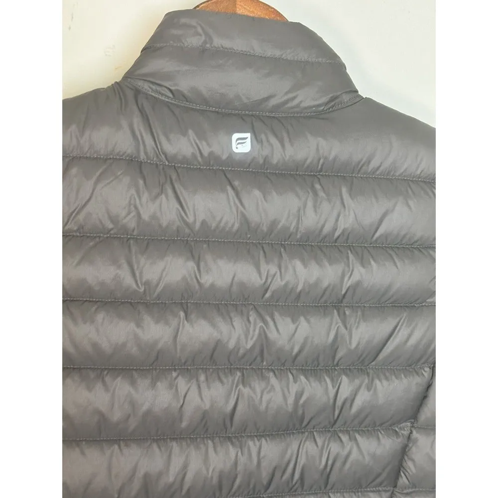 Fabletics  Fenway Puffer Down Vest Dark Grey/Black Size Small Full Zip Pockets - Image 5