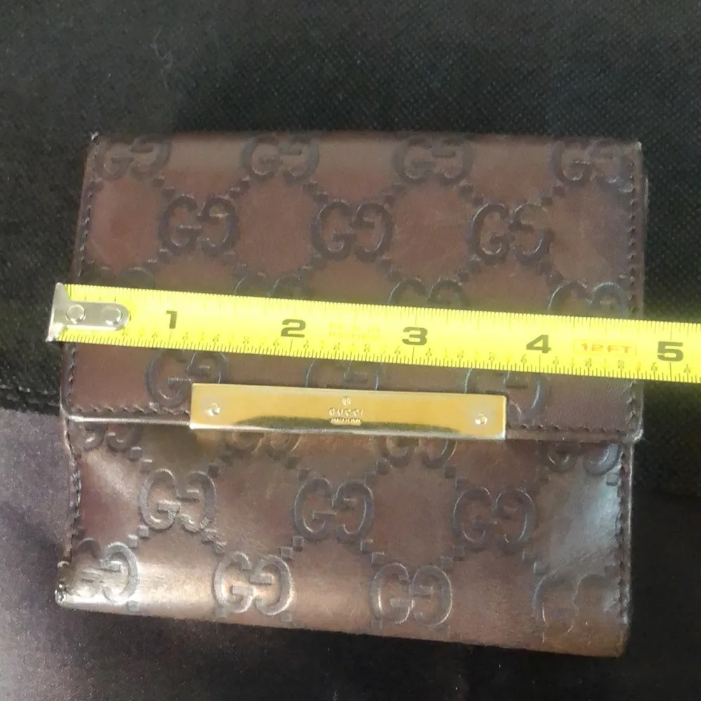 GUCCI Guccissima GG Brown Lambskin Bifold Wallet With Billfold & Coin Section - Image 7