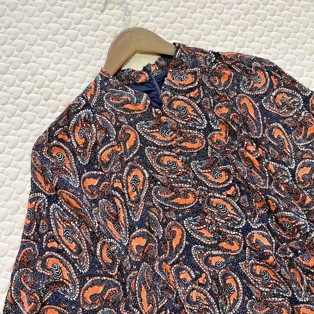 $420 NWOT ANTIK BATIK Otto Gathered Printed Crepe Mini Dress Crepe Autumn Size S Black - Image 5