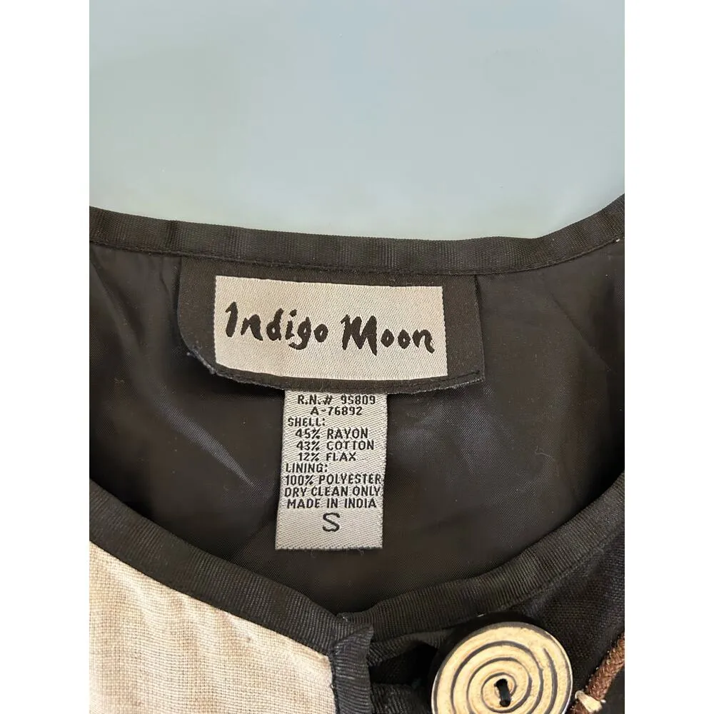 Indigo Moon womens blazer jacket size S black and tan geometric pattern - Image 3