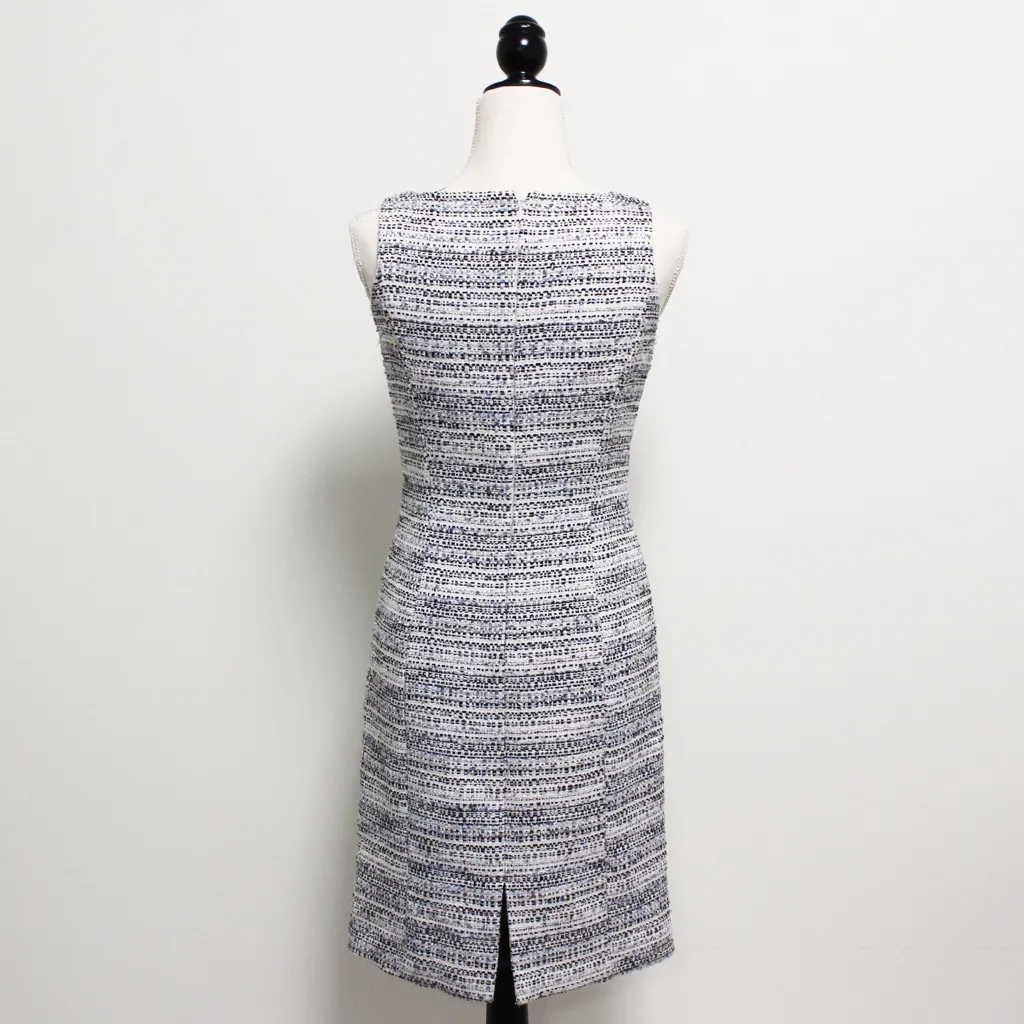 Tahari Tweed Sleeveless Dress Sequins Gold White - Image 4