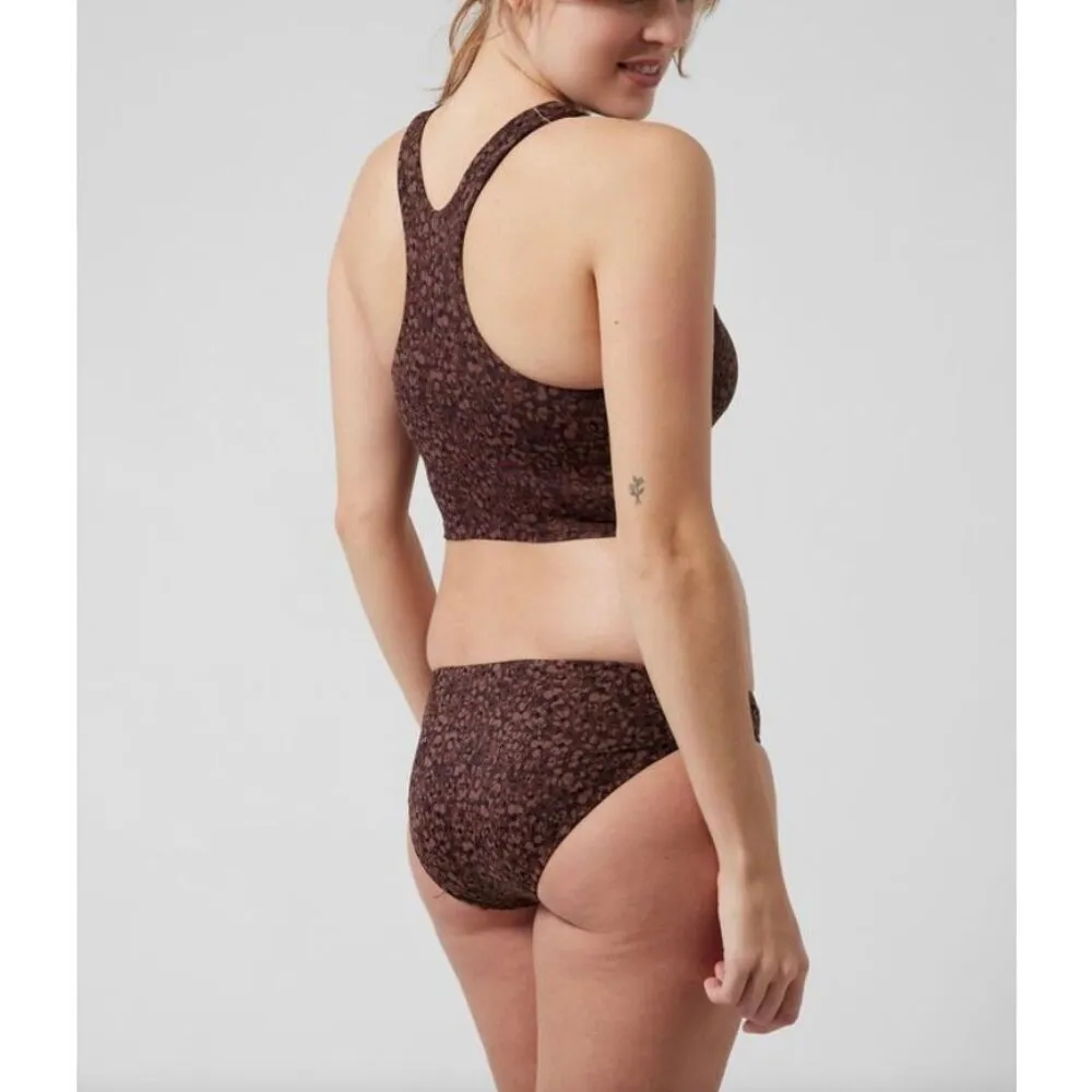 NWT Womens Athleta Conscious Crop Bikini Swim Top in Brown & Black Floral - Sz M - Image 2