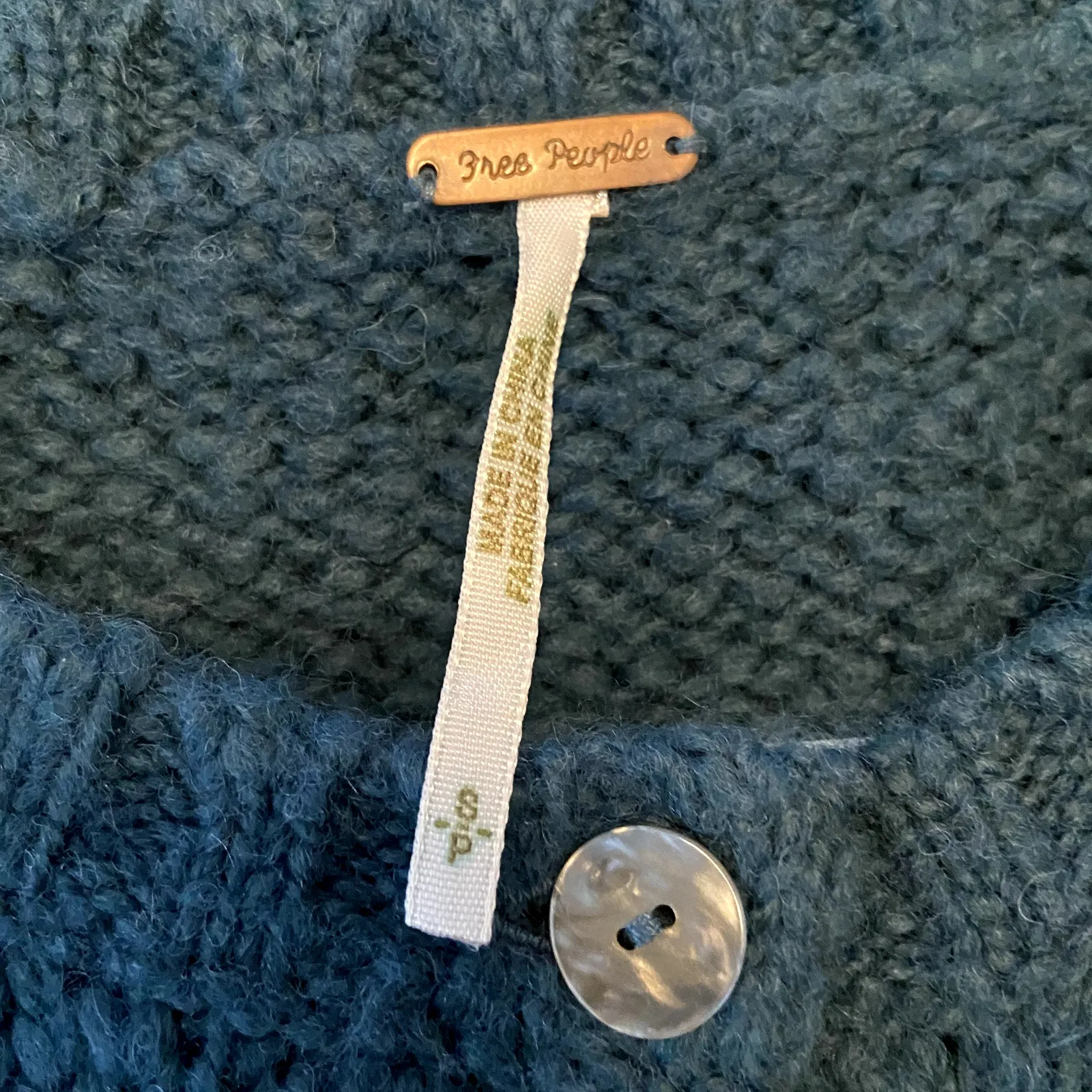 Free People Wool Cardigan Peplum Sweater Tiered Tier Knit Button Teal Small - Image 3