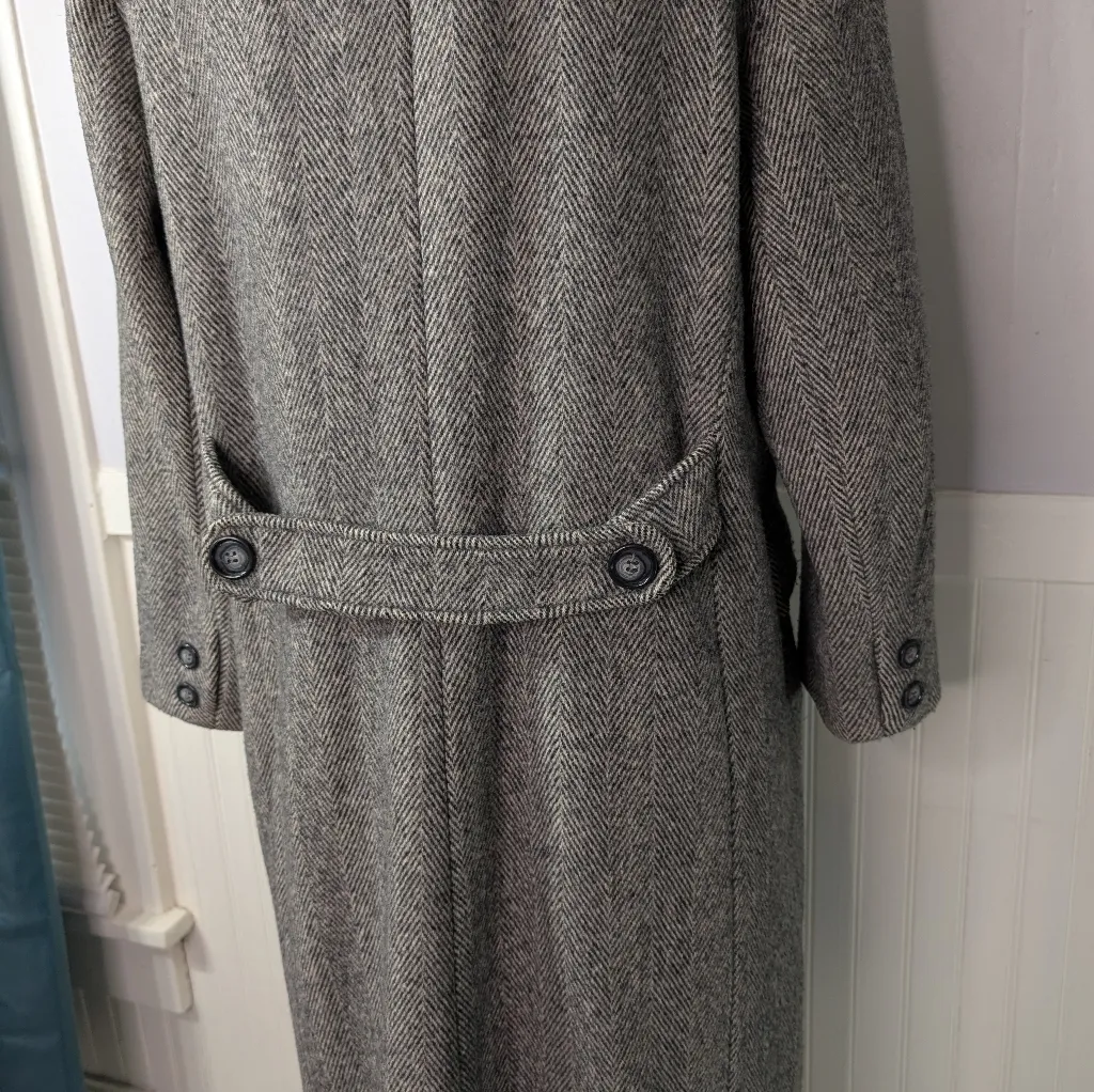 Vintage 1960s Raywood & Stein Wool Herringbone Coat — Old Money Gray Size M - Image 7