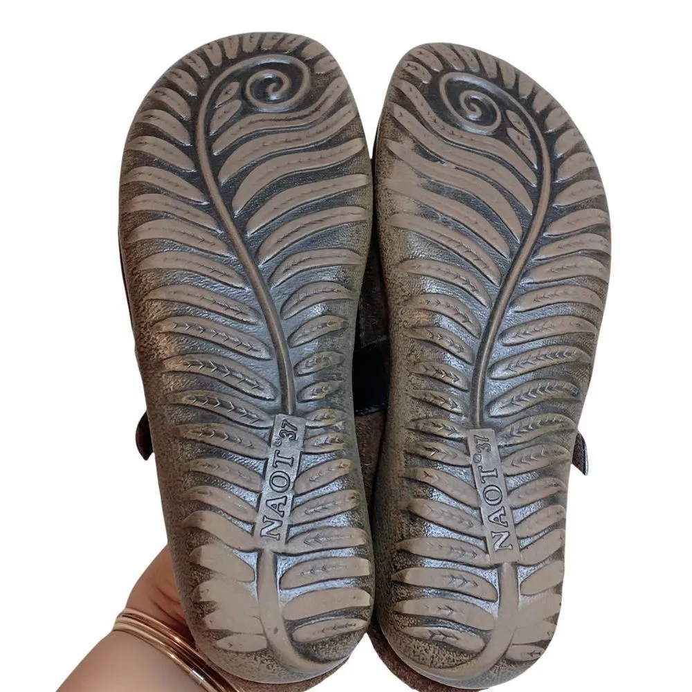 Naot Navy Brown Suede Mary Jane Comfort Shoes 37 L6 Size 6 - Image 8