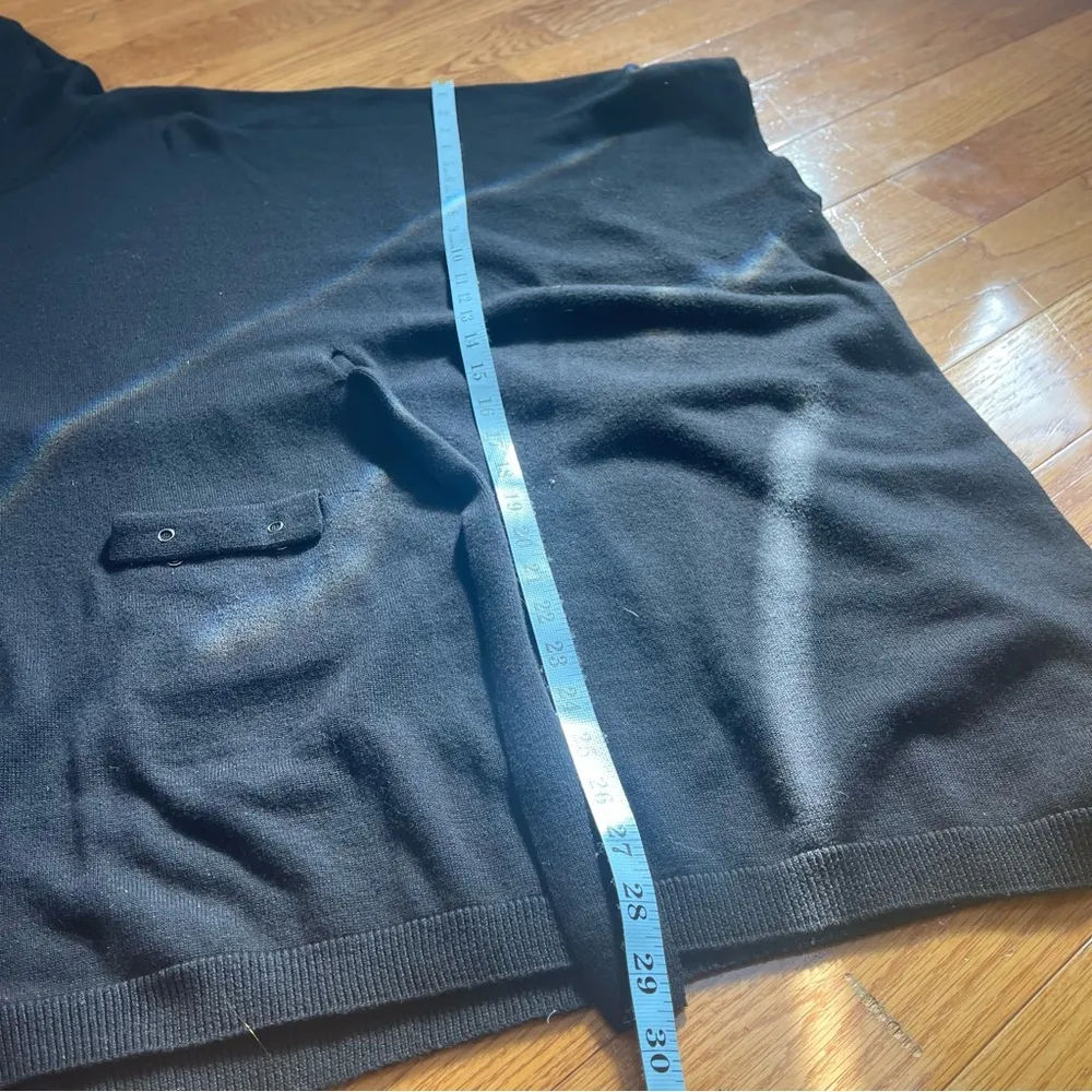 Yoon Black Cotton Blend Turtleneck Poncho with Belt and pockets Knee length Sz M Size M - Image 8