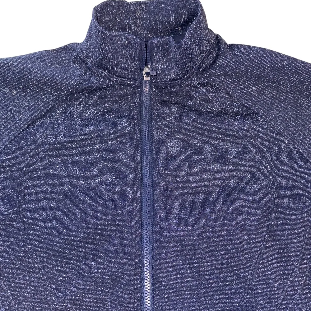 Fabletics Navy Sparkle Zip Up Athletic Jacket Womens Size Small Thumbholes - Image 3