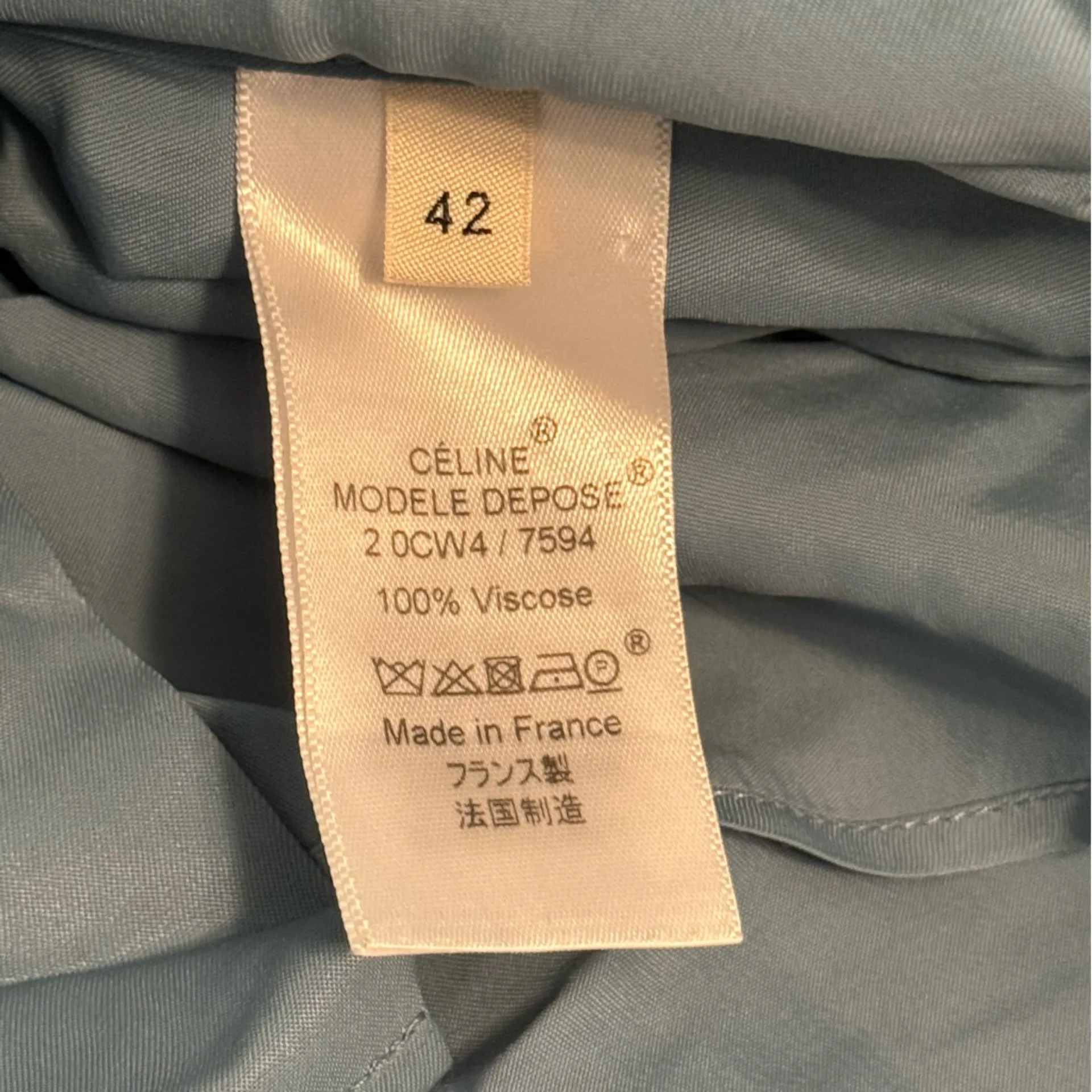 Celine Blue Button Up Shirt With a Long Train - Image 6