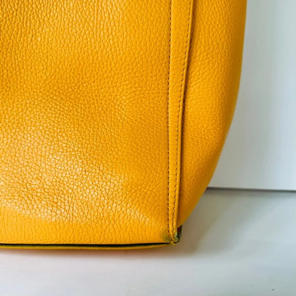 FURLA Eden Medium East West Tote Bag Mandarin Orange Pebbled Top Handle - Image 2