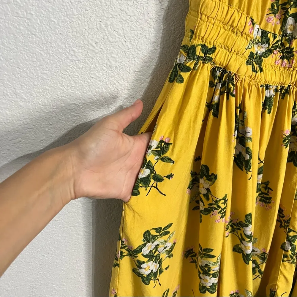 Matilda Jane Hooked On A Feeling Midi Dress Yellow Aqua Ruffle Size XS - Image 8