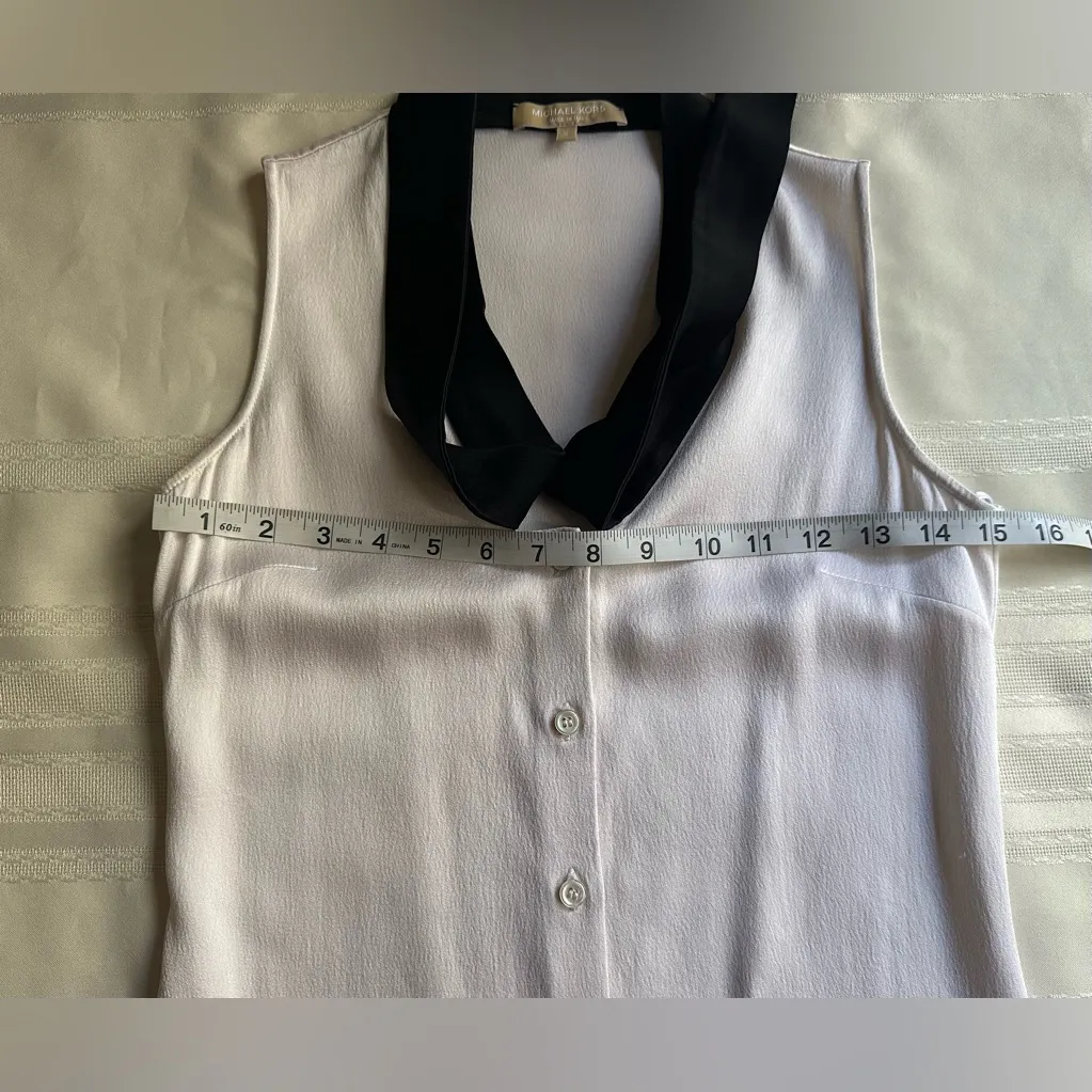 Michael Kors Black and Cream Tie Blouse - Image 7