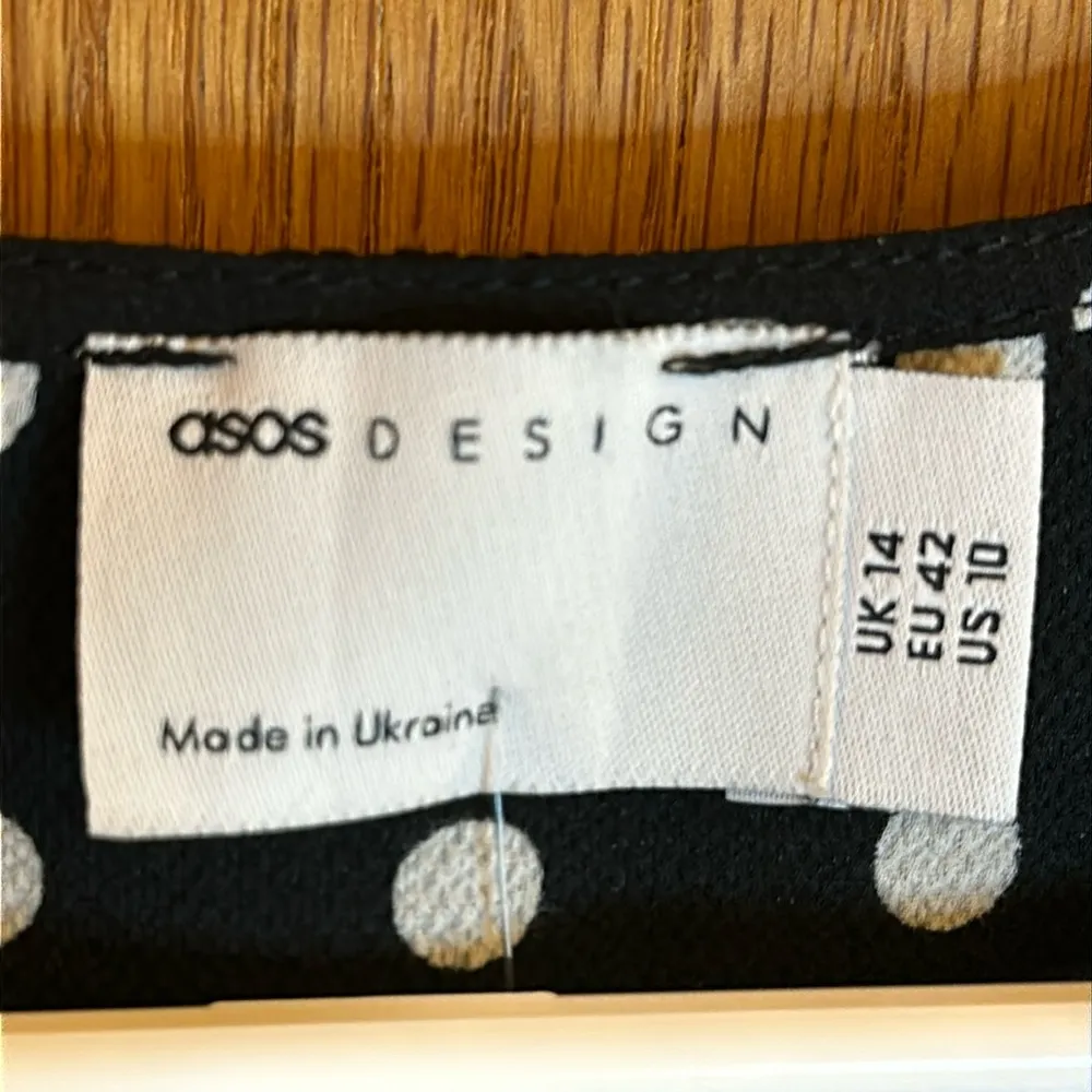 ASOS Black & White Polka Dot Dress MIDI/Maxi length. Button Up. Tie Back - Image 3