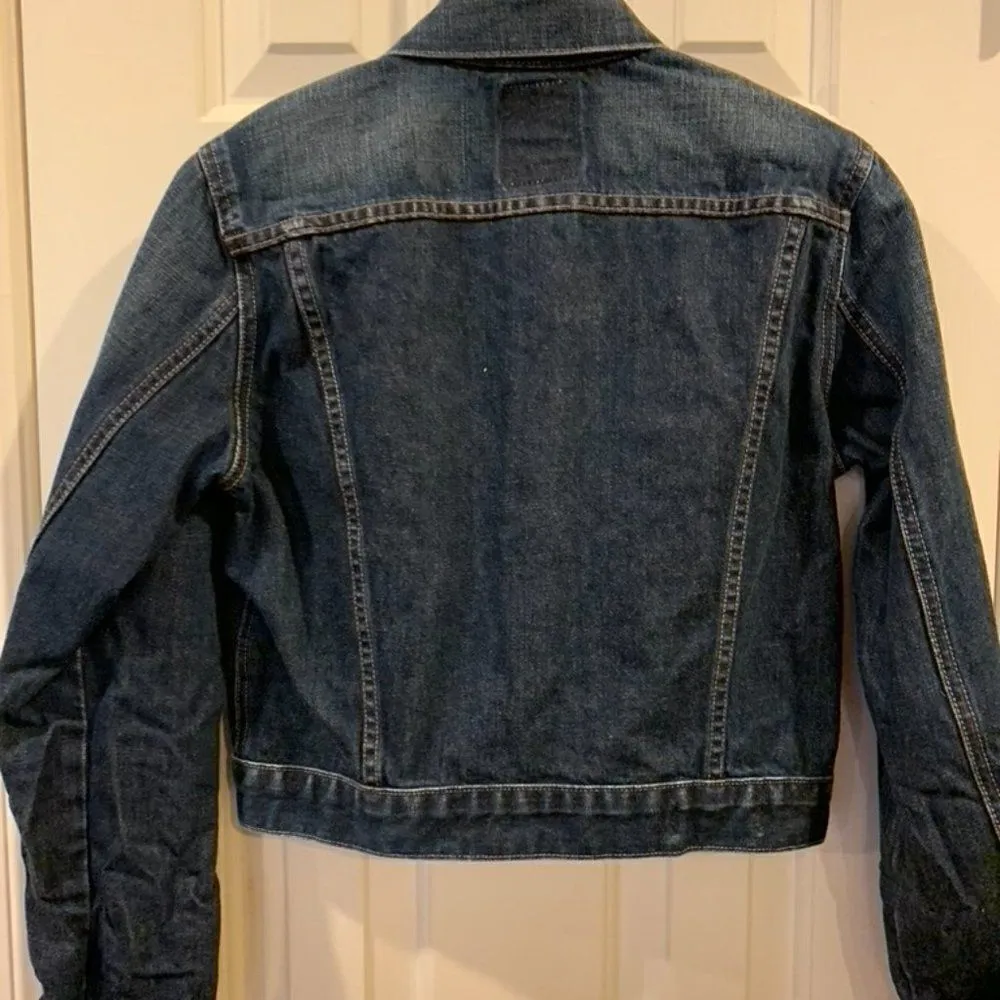 Red Engine Cropped Long Sleeve Jean Jacket - Image 5