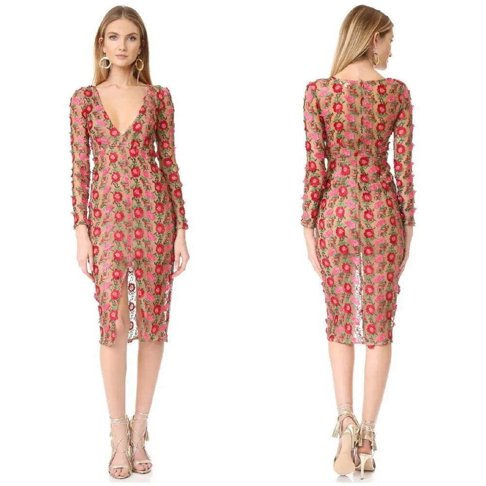 💕FOR LOVE & LEMONS💕 Amelia Textured Midi Dress ~ Rosebud XS - Image 5