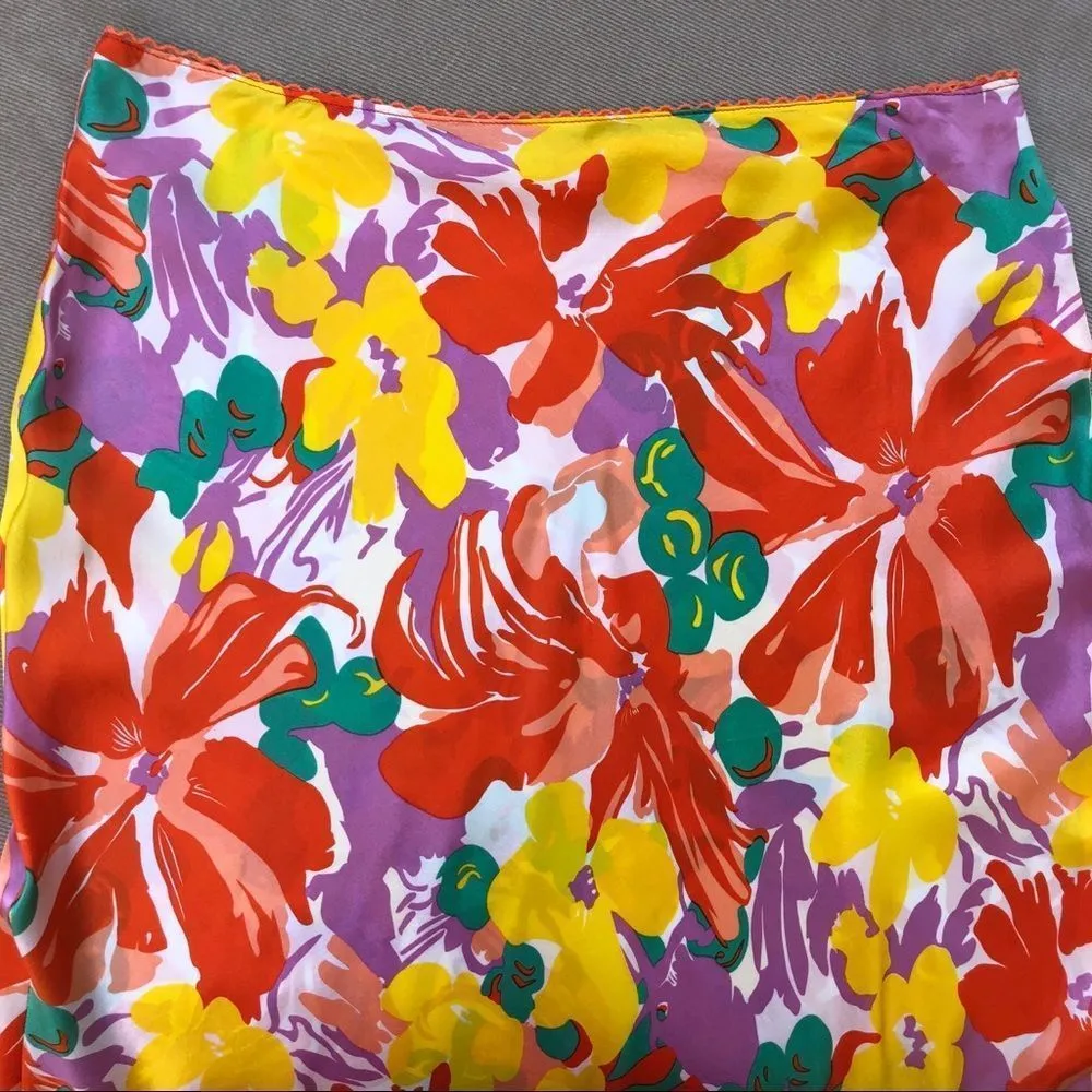 Floral Silk Midi Skirt 💥 Size 42 - Image 4