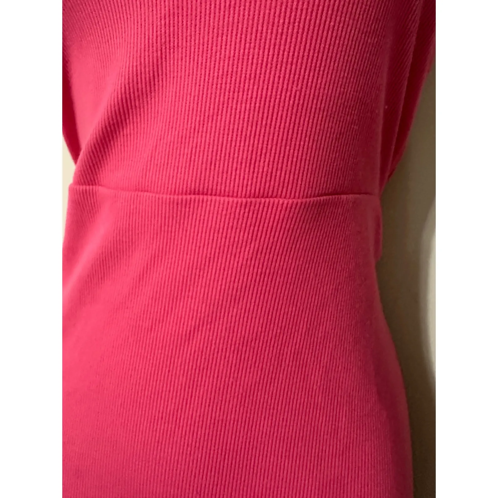 Future Collective Alani Noelle Pink Ribbed Ruffle Spaghetti Strap Mini Dress Med - Image 3