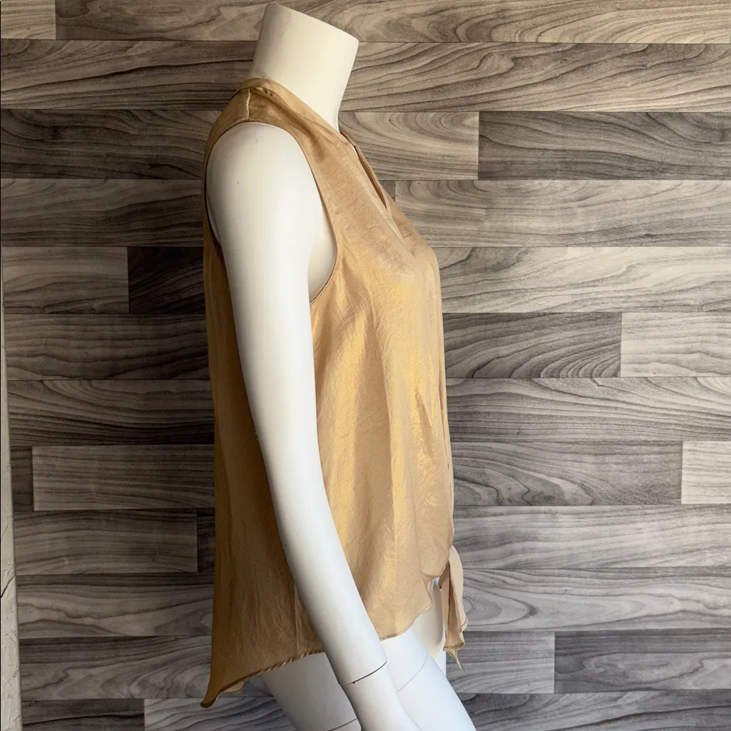 Shimmering Gold Tie-Front Blouse - Image 4