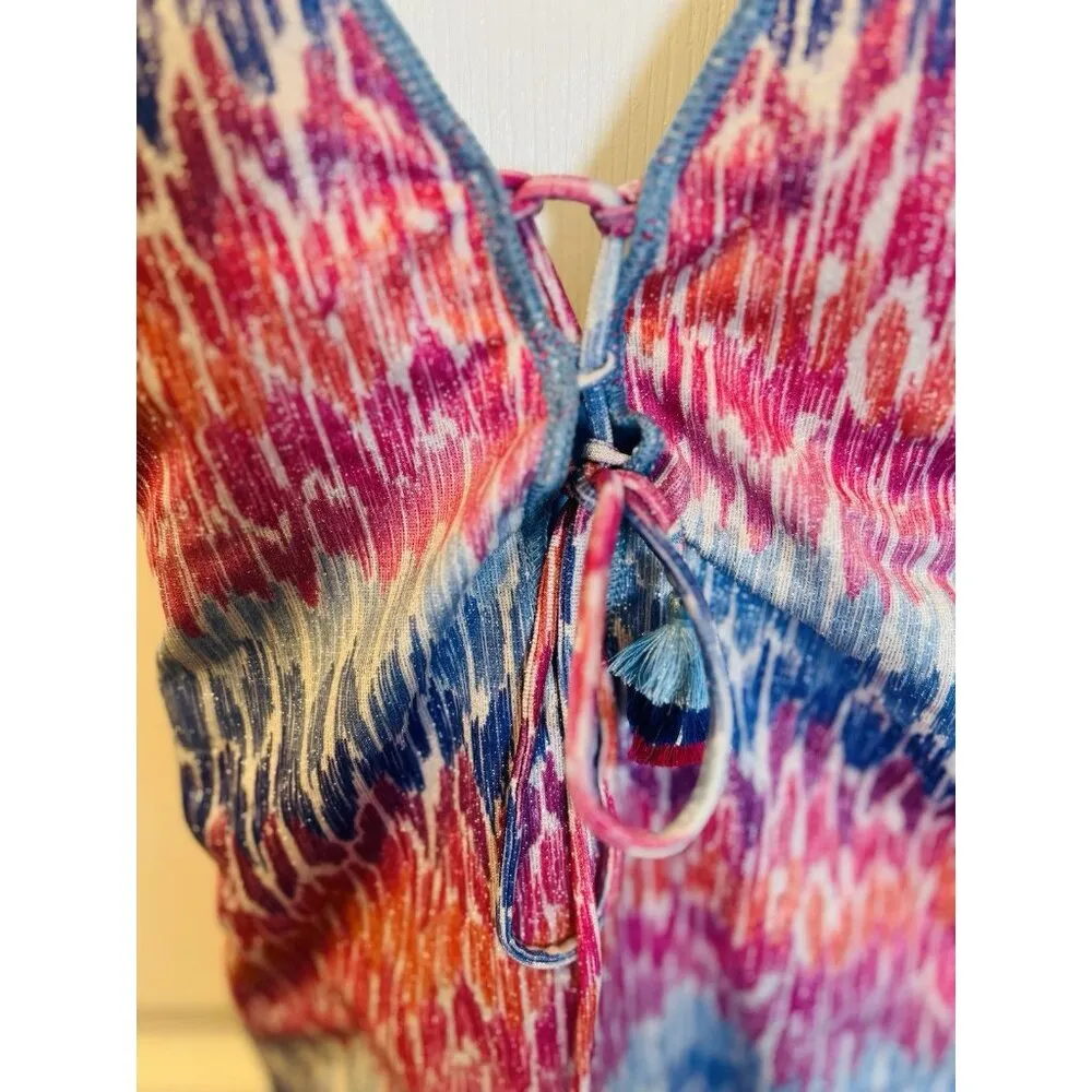 Becca Joshua Tree One-Piece Swimsuit Medium Plunge Neck Tie Back Adjustable NWT - Image 5