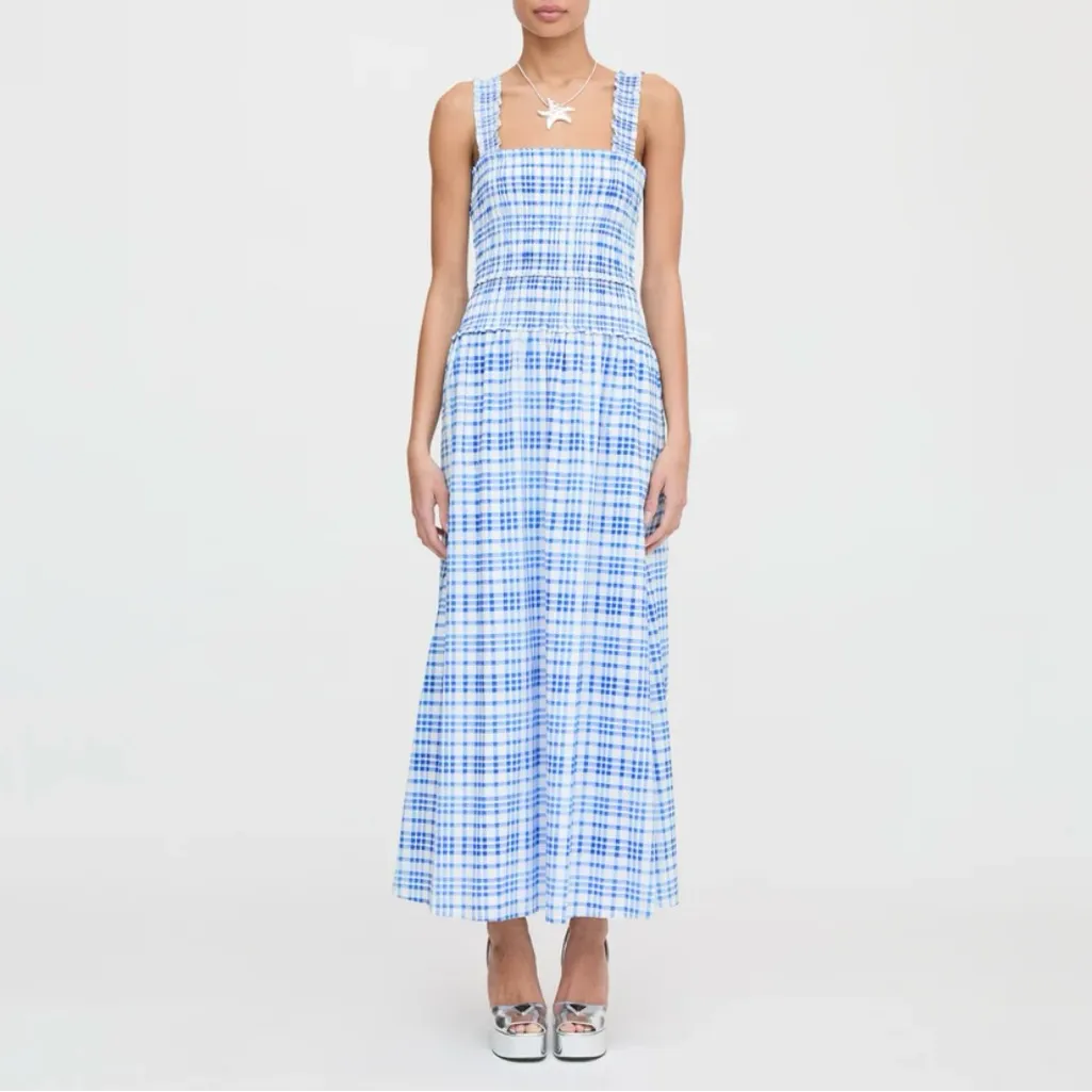 Hill House Ellie Nap Dress in Watercolor Gingham Blue - Image 3