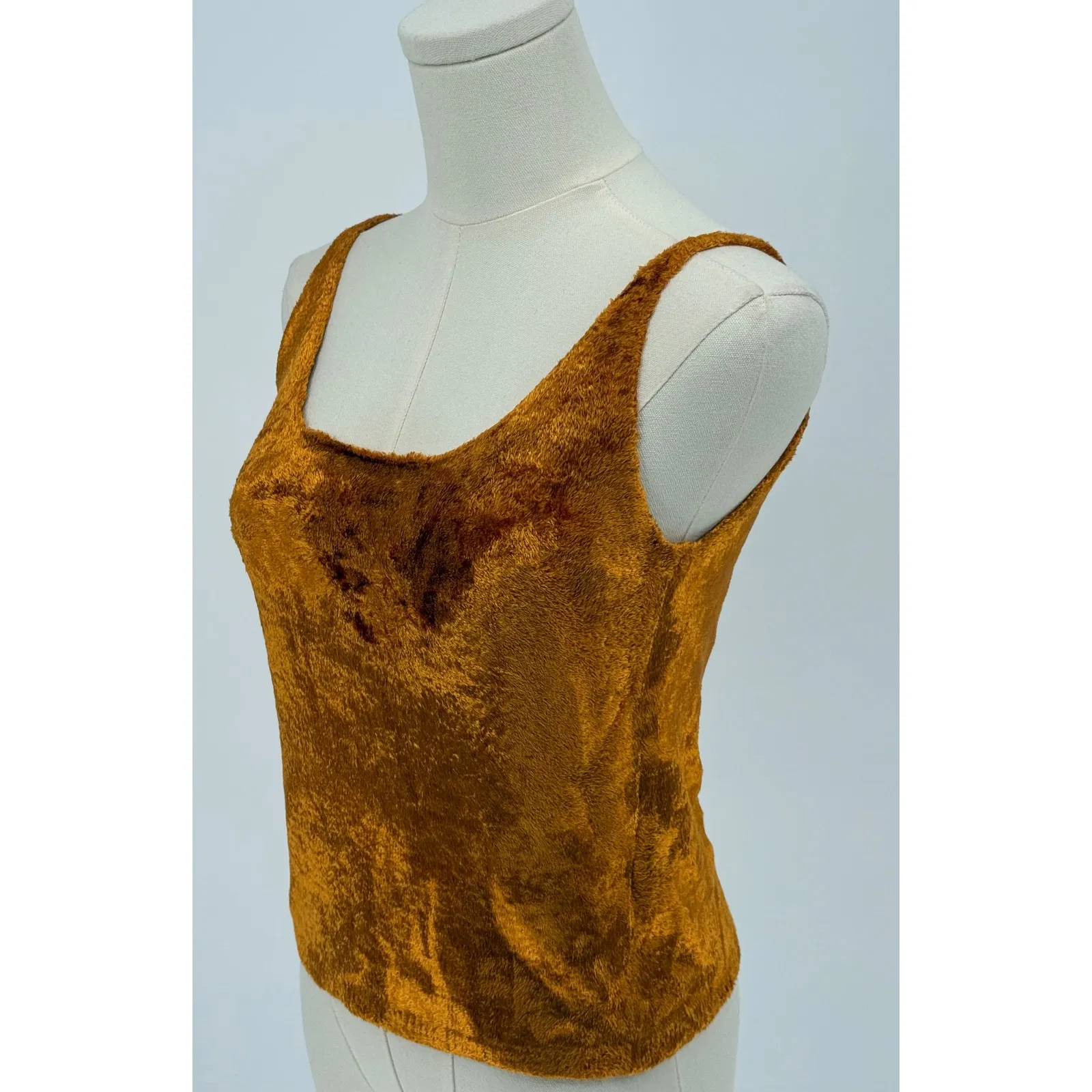 New! VINCE panne sweater camisole top in gold velvet Sz Small $325‎ - Image 4