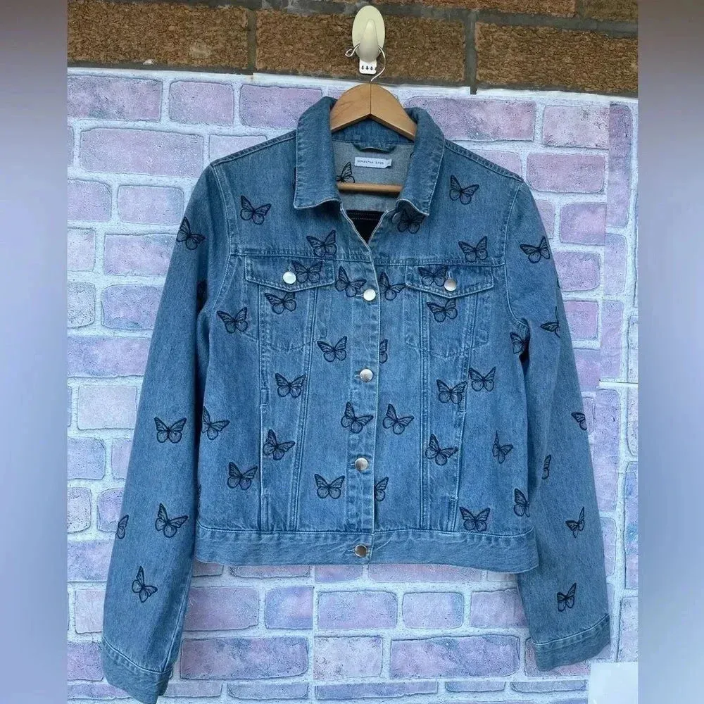 SAMANTHA SIPOS Good Vibes Denim Jacket large Blue - Image 4