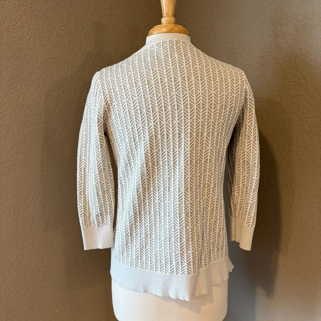 Merona White Textured Women's Geometric Cardigan Medium - Image 3