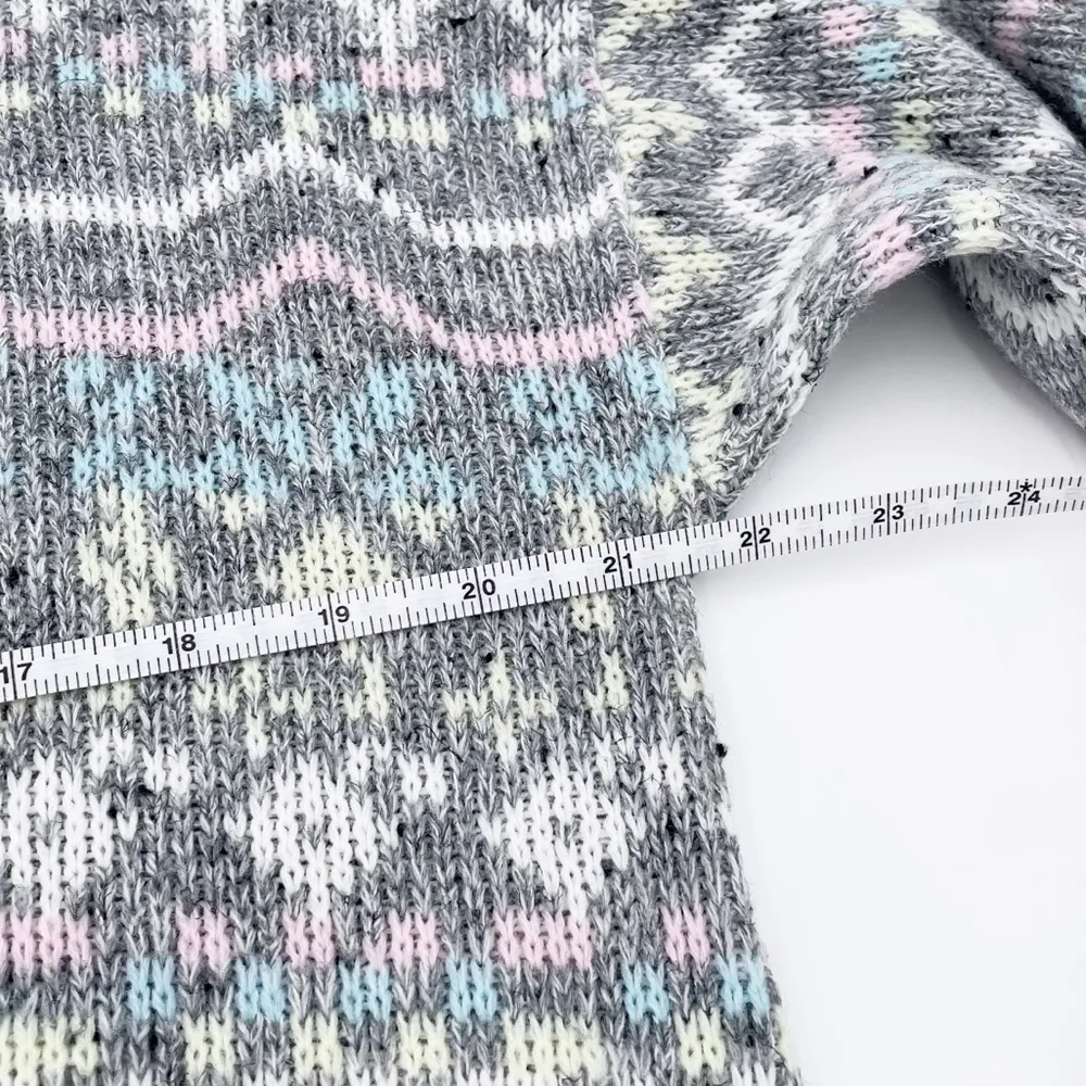 Vintage 80s 90s Croquet Club Women's Soft Pastel Grey Acrylic Knit Sweater Ski Gray Size undefined - Image 8