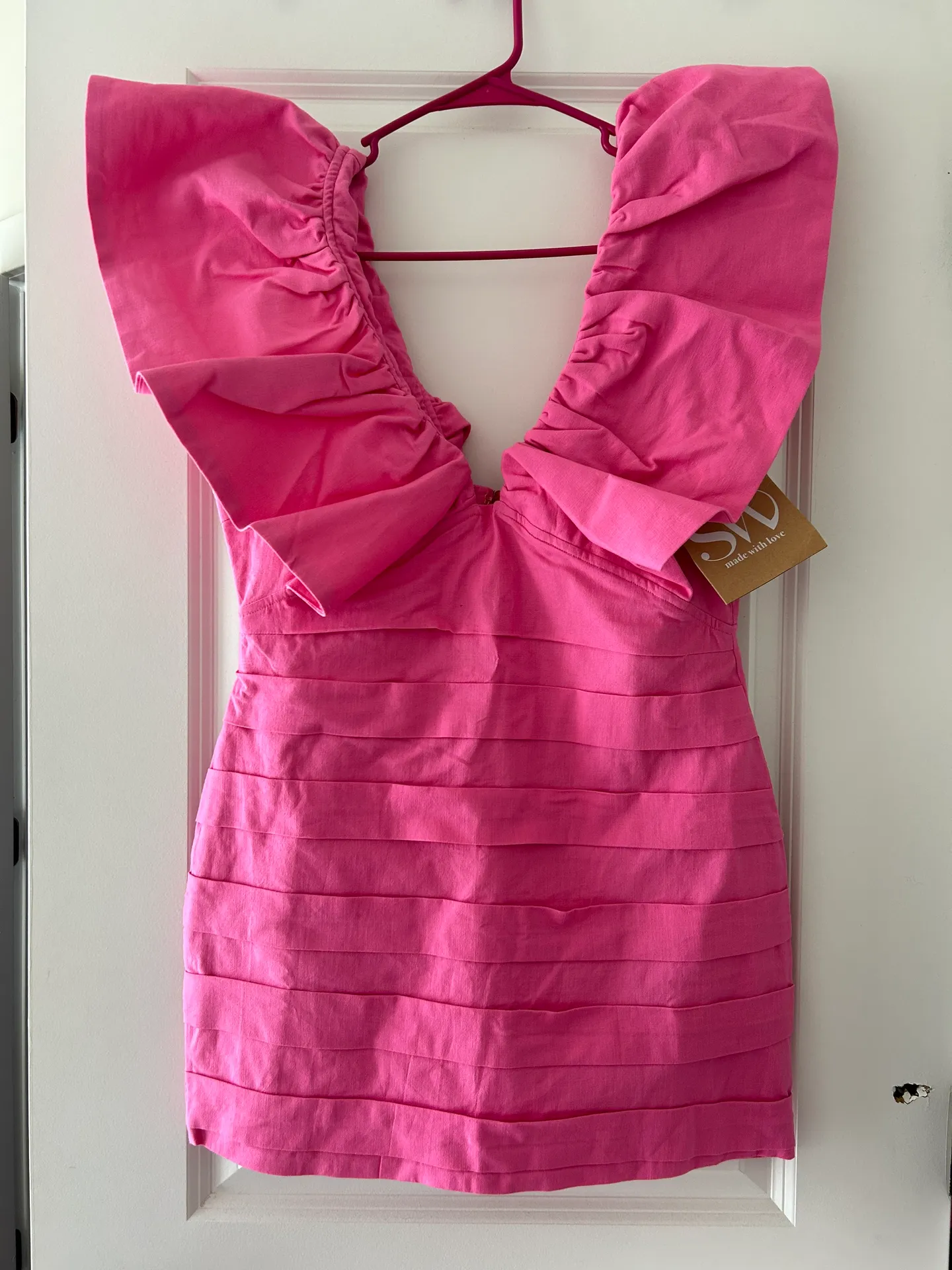 Pink Flutter Sleeve Dress - Image 2