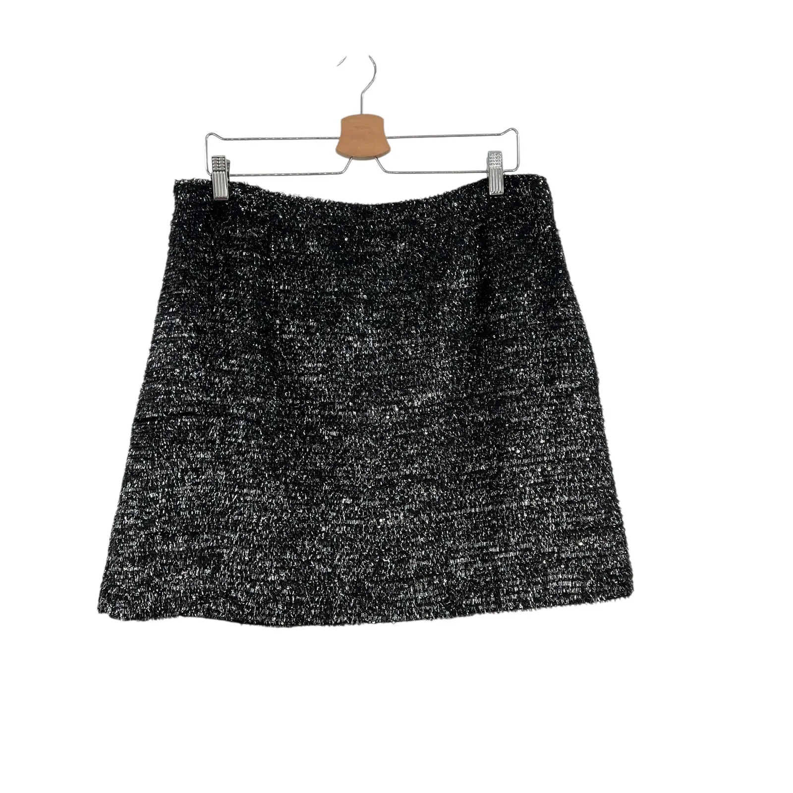Anthropologie Hutch Saint-Michel Mini Skirt Sparkle Glitter Black Silver Size XL - Image 2