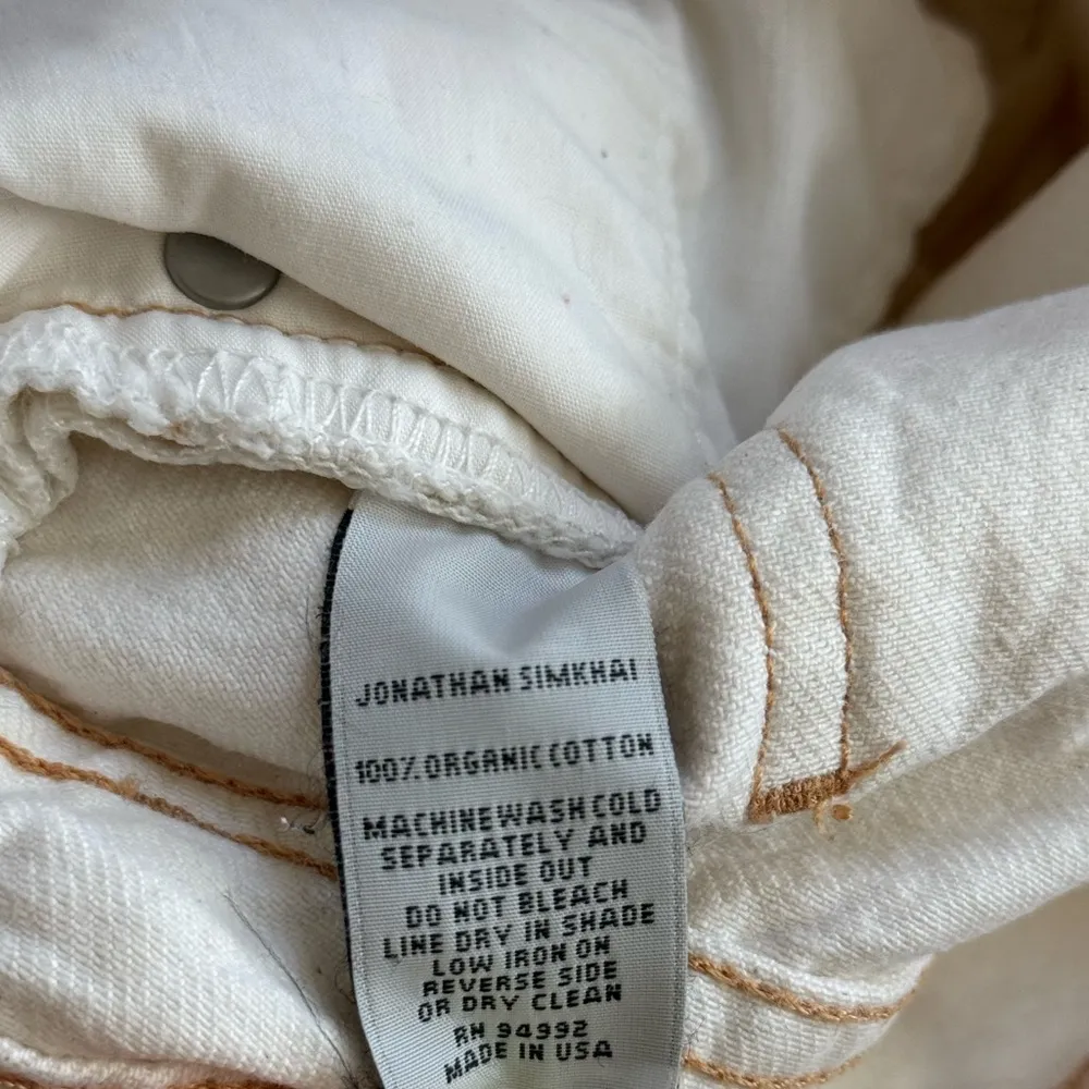 Jonathan Simkhai Distressed Straight Leg Jeans White Denim Womens Size 31 Stains - Image 2