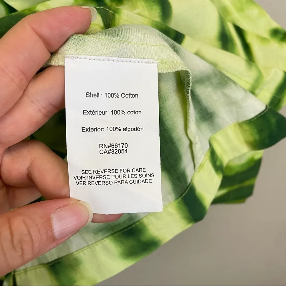 Anthropologie Samant‎ Chauhan Green Tie Dye Long Sleeve Ruffle Blouse Size L - Image 9