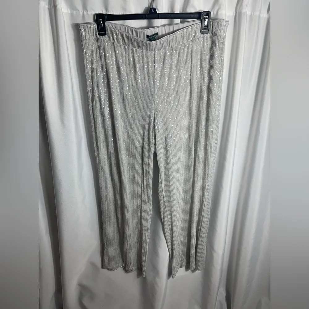 Wild Fable Silver Sequin Sheer Women’s Size XXL Pants Light Gray NWT Half Shorts - Image 2
