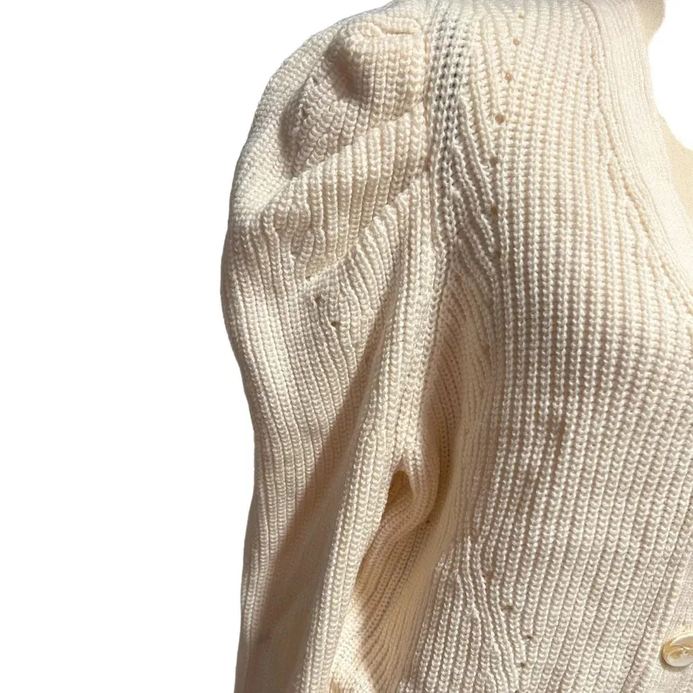 Marc New York Women's Pleated Puff Sleeve Cable Knit Sweater Ivory Size XL NWT - Image 3