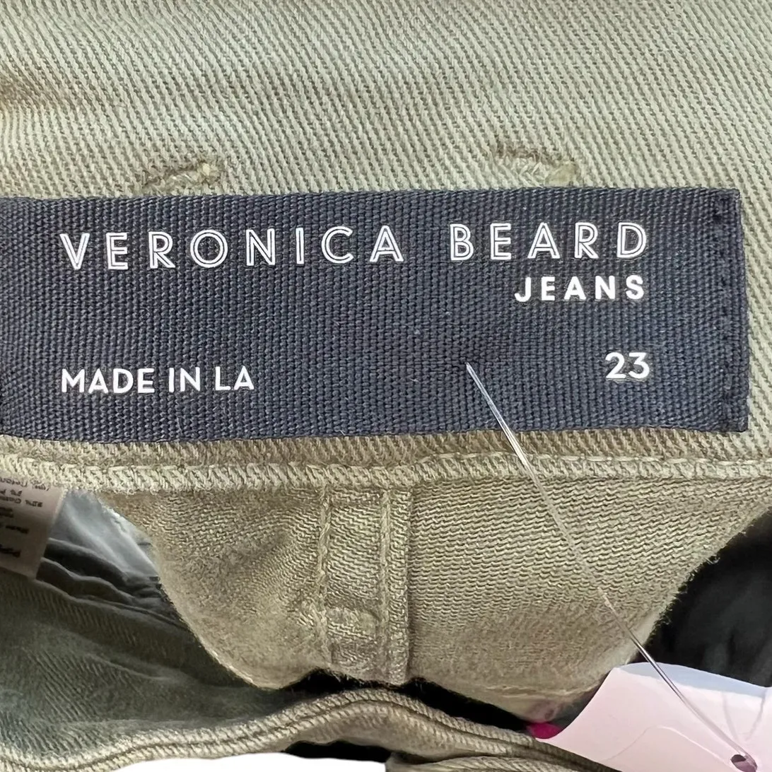 Veronica Beard Jaylen Denim Shorts High Rise Pleated Clover Green Size 23 - Image 11