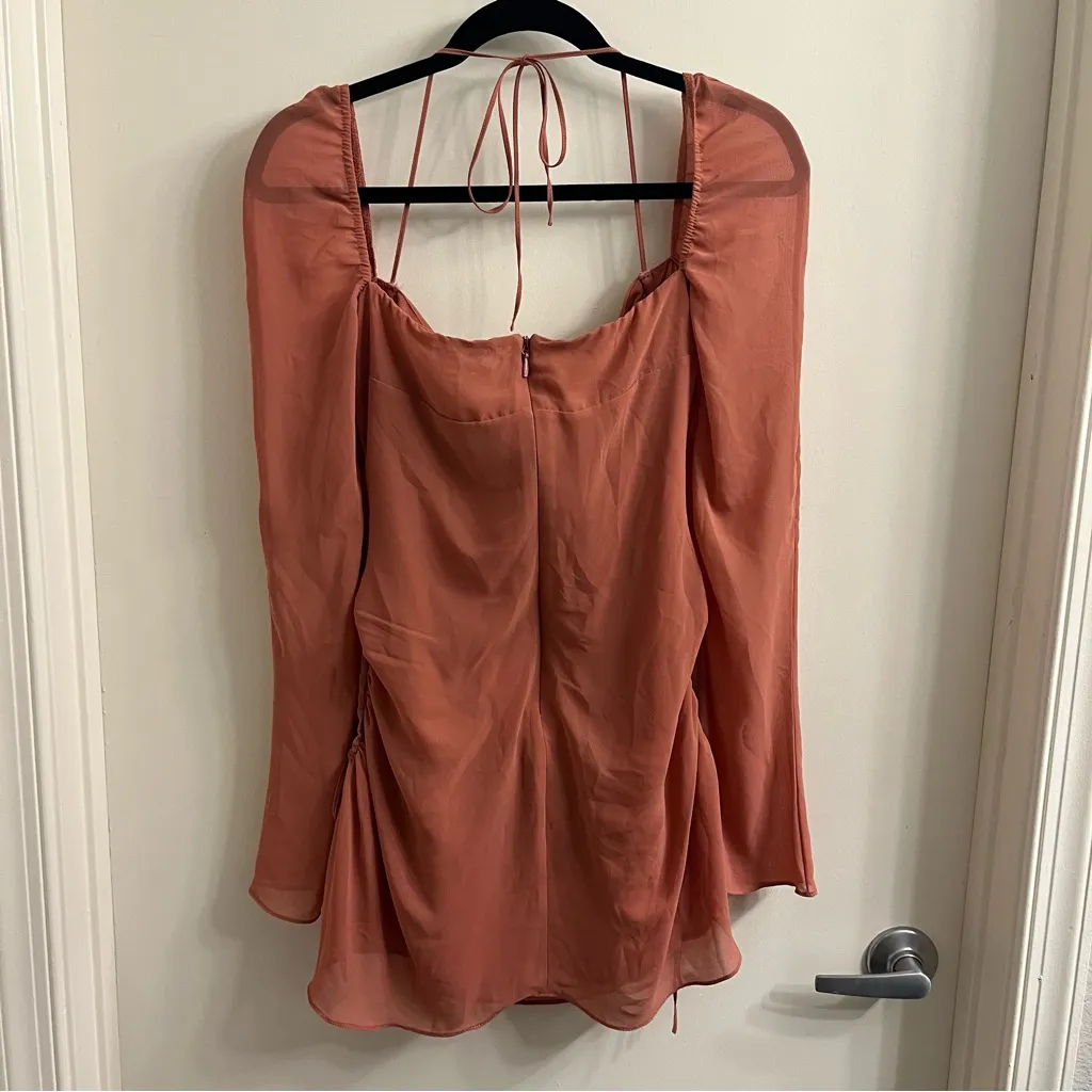 House of CB Baby Pink Chiffon Halter Mini Dress Medium - Image 10