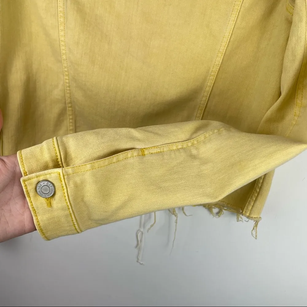 GAP Yellow Denim Jacket Raw Hem Distressed Sz Small Boho Western - Image 13