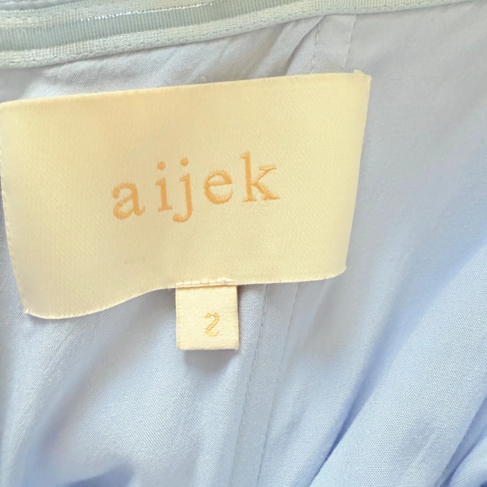 Aijek Anthro Natalie Baby Blue Floral Lace Strapless Capri Silk Blend Jumpsuit 2 - Image 5