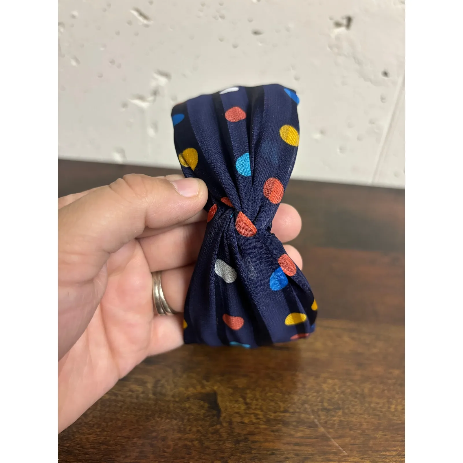 UnBranded Blue Top Knot Headband Hair Accessories Polkadots Fashion Statement - Image 4