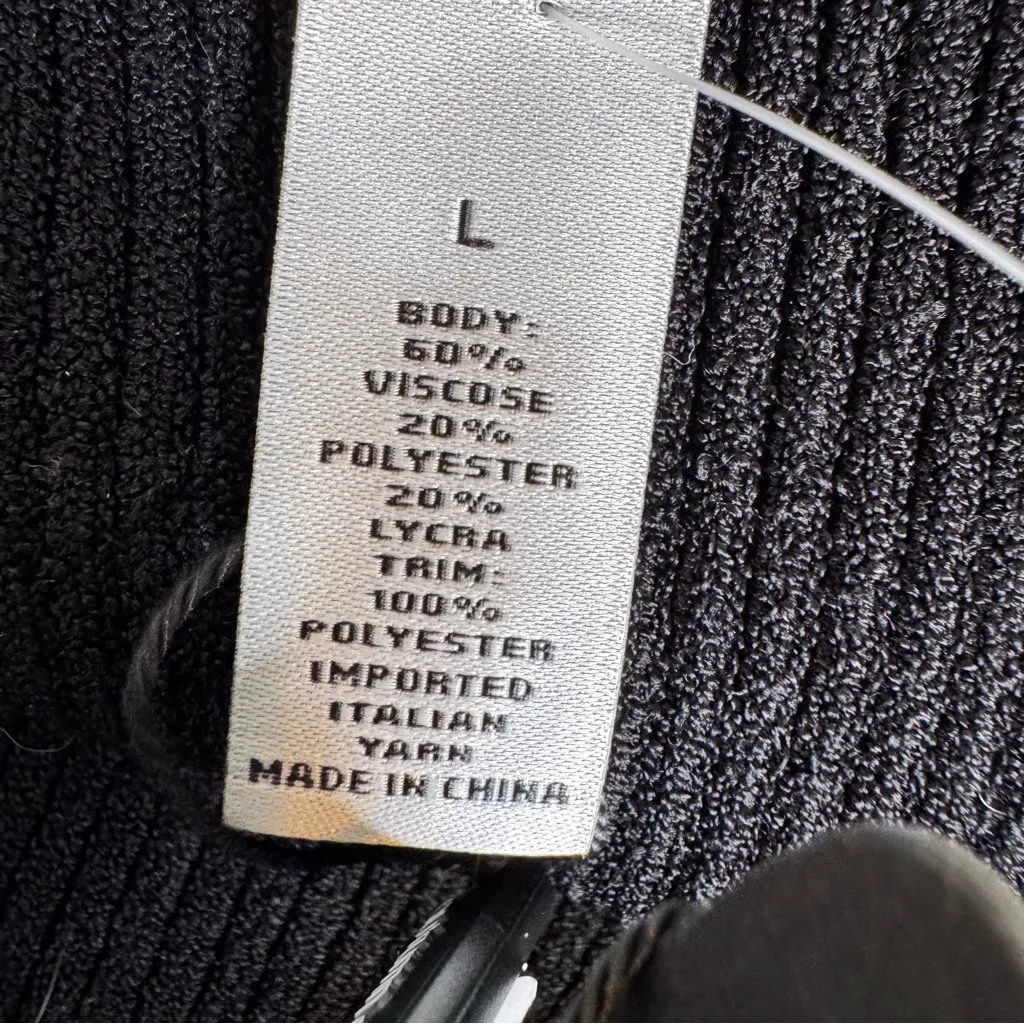 NWT Autumn Cashmere Off the Shoulder Tulle Ribbed Knit Top Black Size L - Image 8