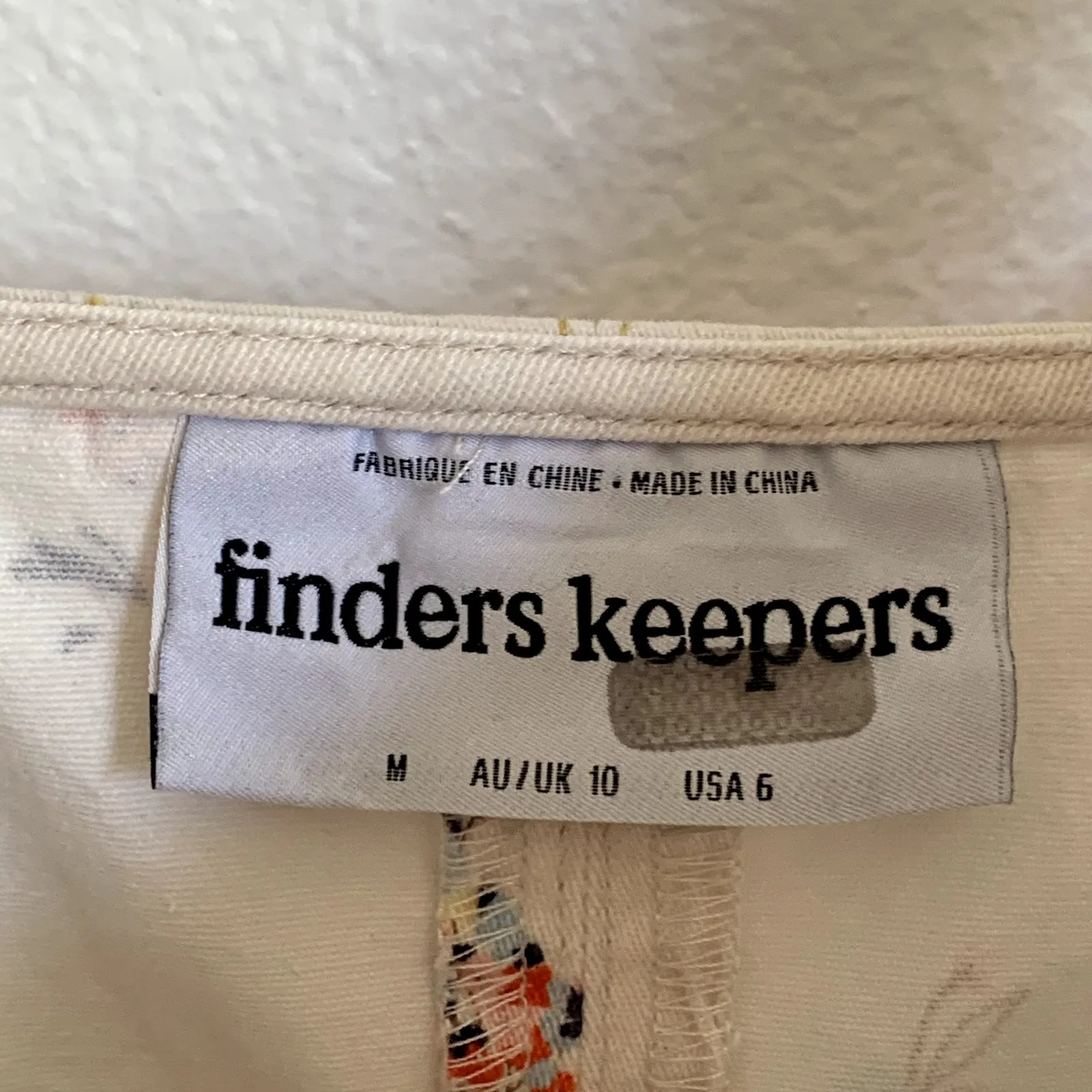 Finders Keepers Sz M Floral Printed Square Neck Midi Dress Ivory Dainty Feminine - Image 9