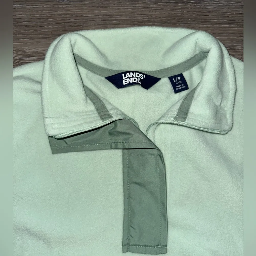 Lands' End Lands’ End Green Pullover Fleece Jacket - Image 3