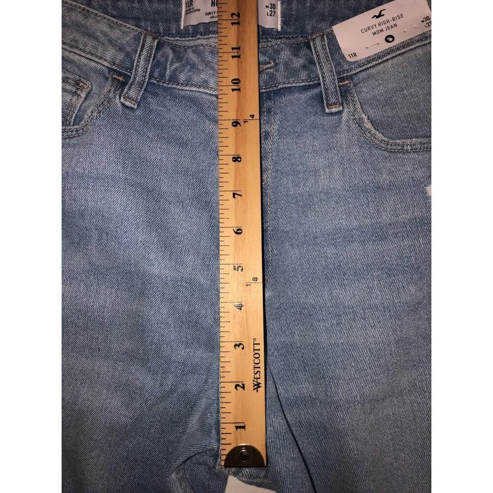 Hollister Jeans Size 11R Curvy High Rise Mom Blue Light Wash 30x27 Casual NEW - Image 5